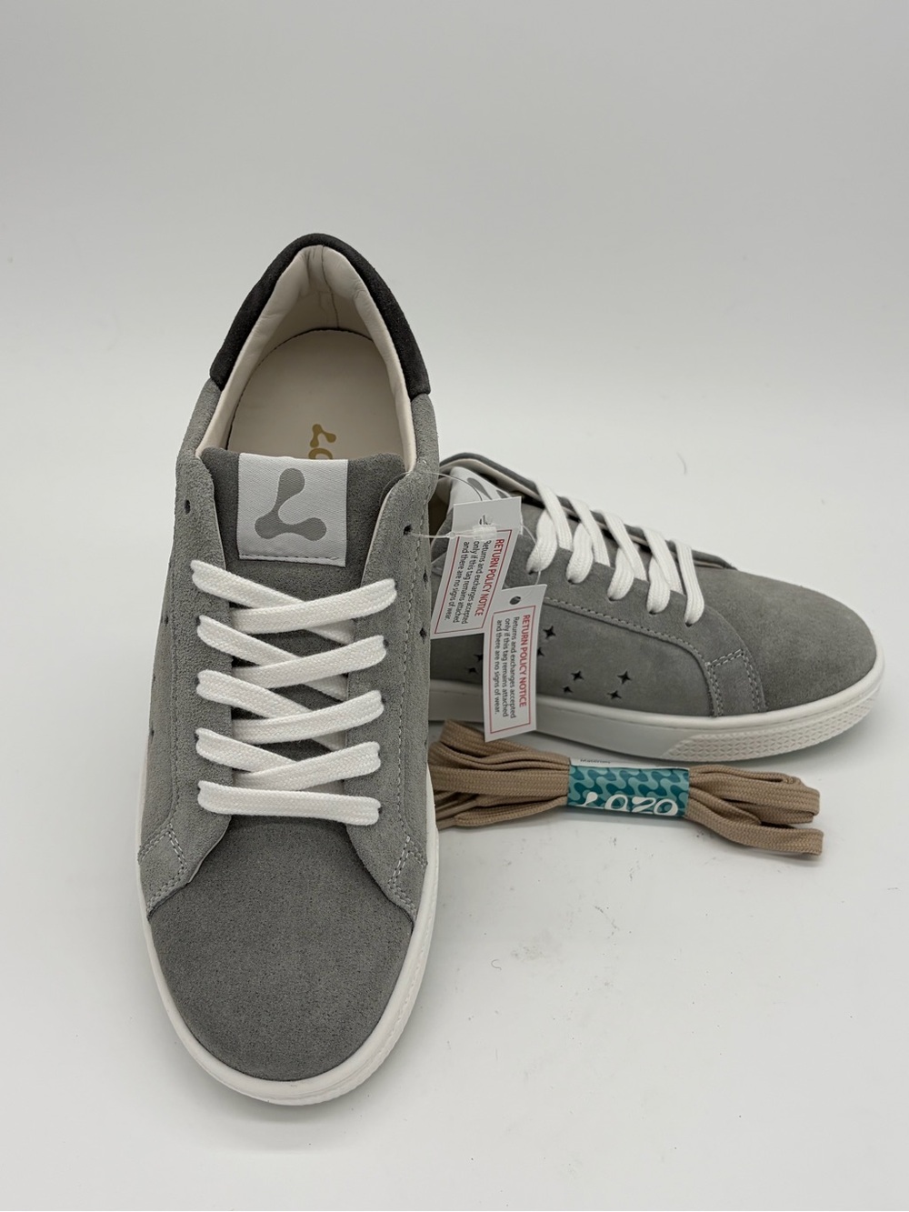 Lazo Women's Gray Suede Sneakers with White Laces
